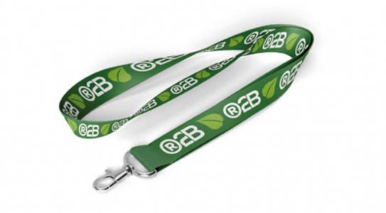 Eco lanyard en RPET<br />Largeur 20 mm, longueur 90 cm<br />Boucle métal<br />Fabriqué en Europe